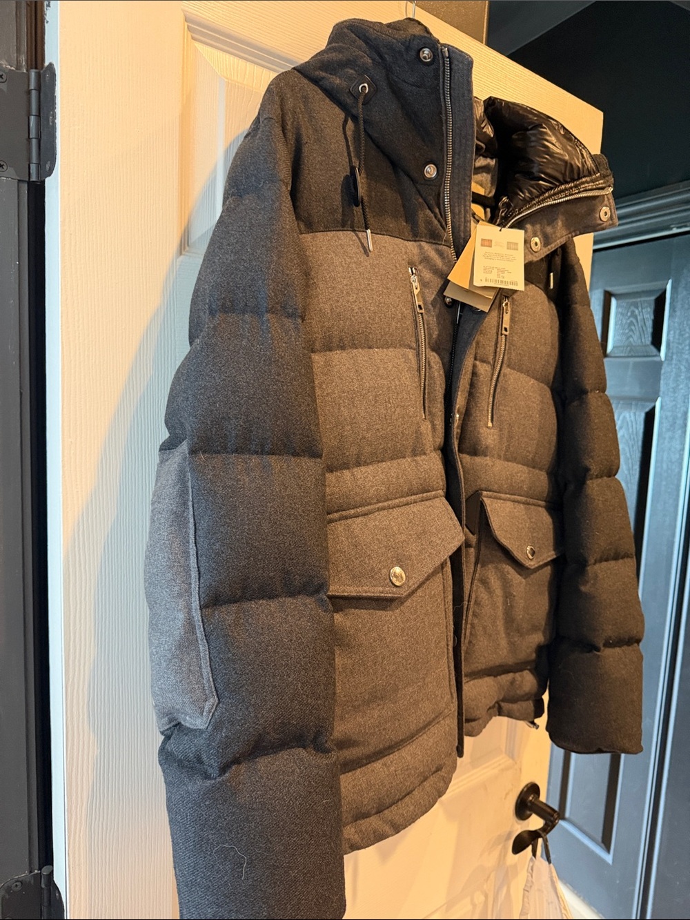 Burberry Charcoal and Dark Gray Quilted Down Puffer Jacket with Hood